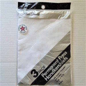 VTG Handkerchiefs 3 pack New 1960's USA Unopened Permanent Press White 16x16